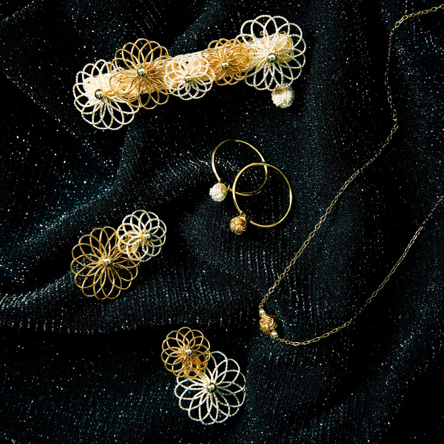 重菊 -Kasane Giku- Asymmetry Earrings