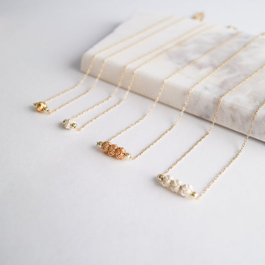 Awaji single pearl/triple pearls chain necklace