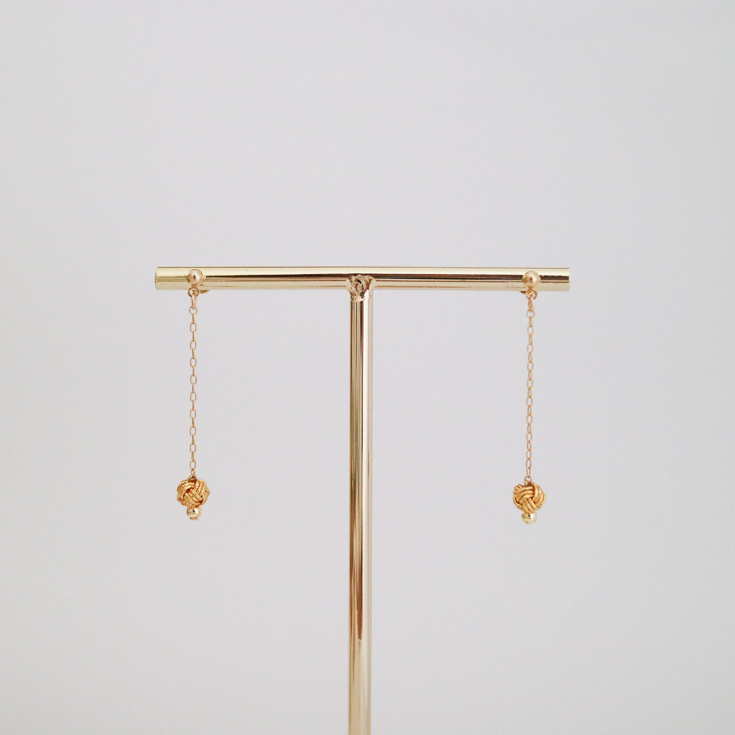 Awaji single pearl chain earrings, Gold