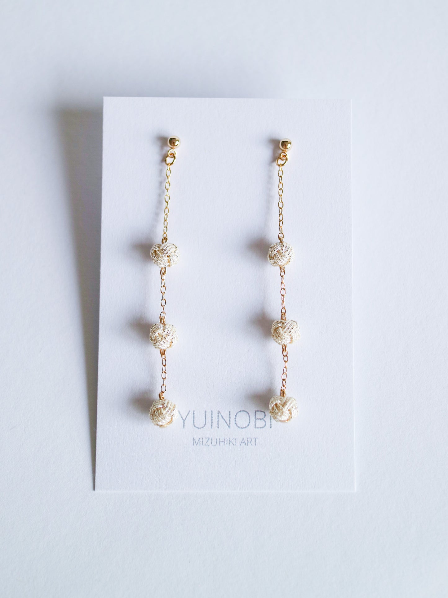 Awaji triple pearl chain earrings, Platinum