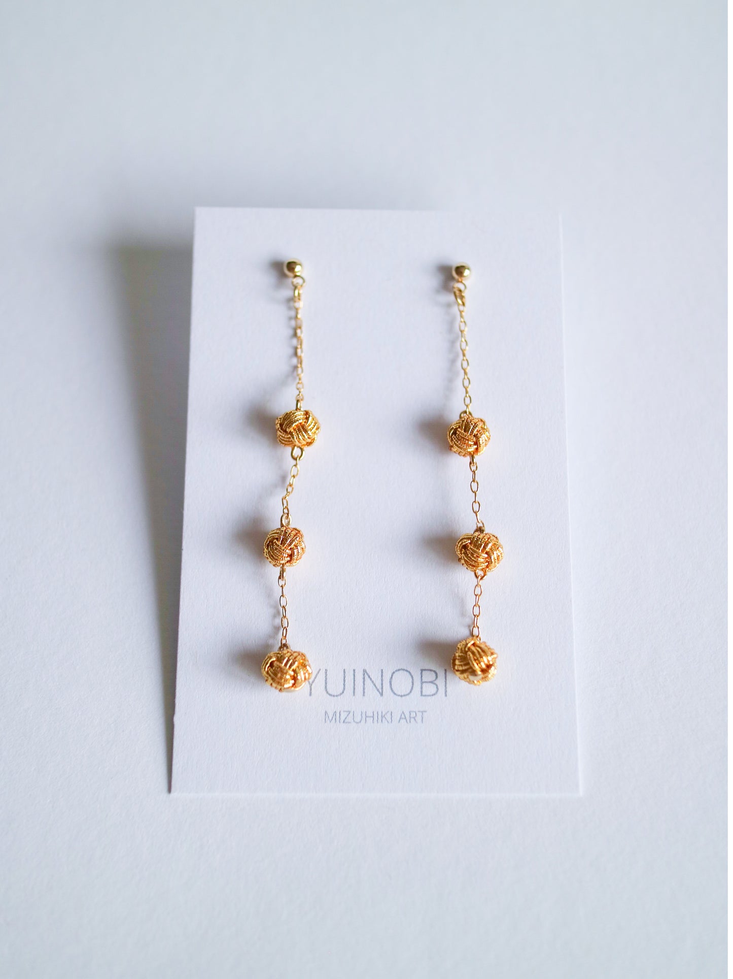 Awaji triple pearl chain earrings, Gold