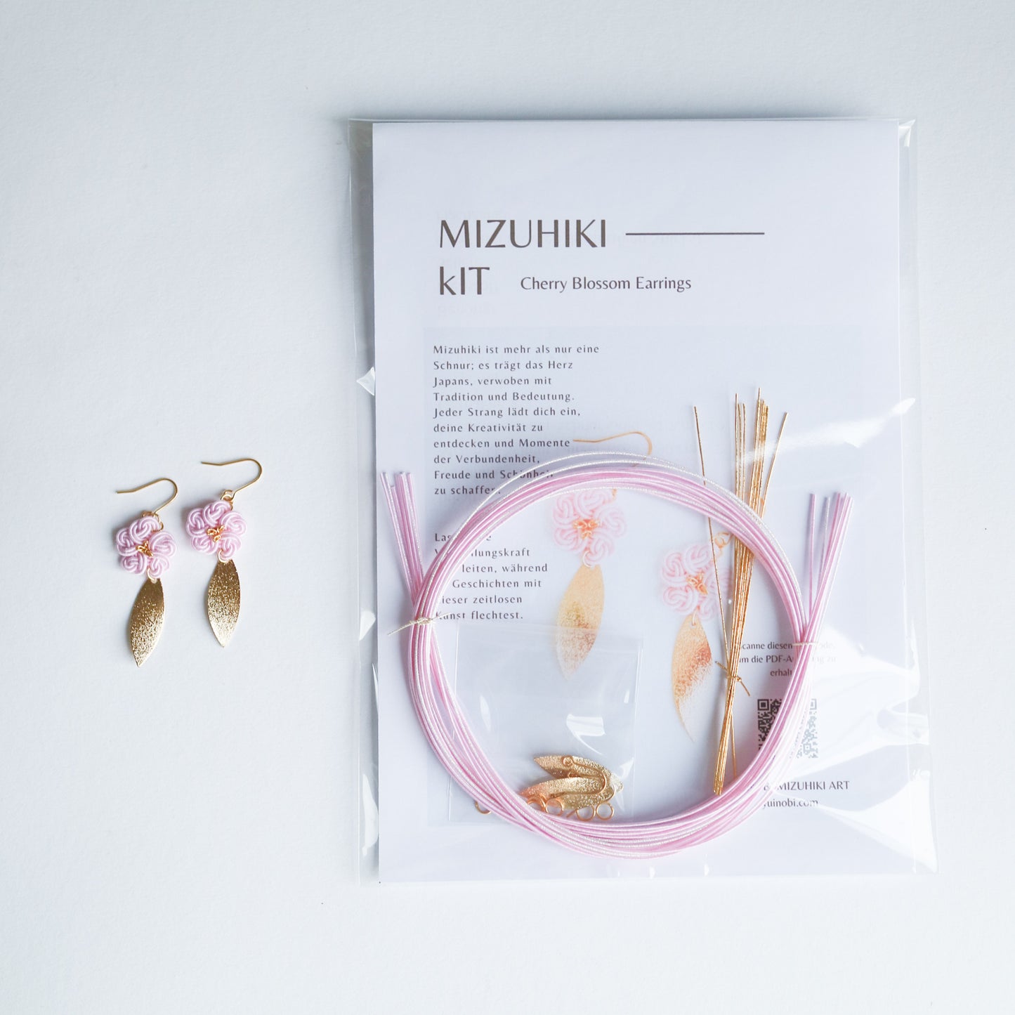 Mizuhiki DIY Kit (No.2 Cherry Blossom Earrings)