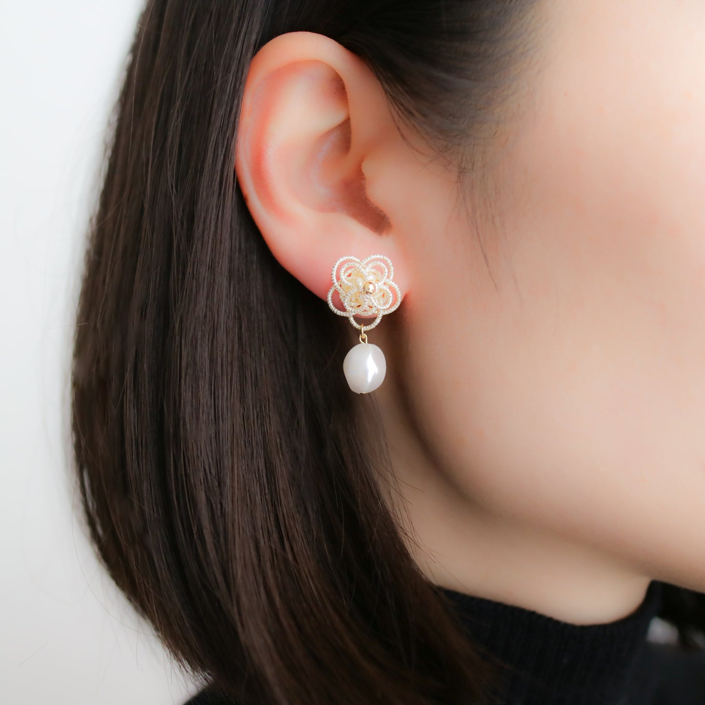 叶花 -Kanoka-  with white pearls