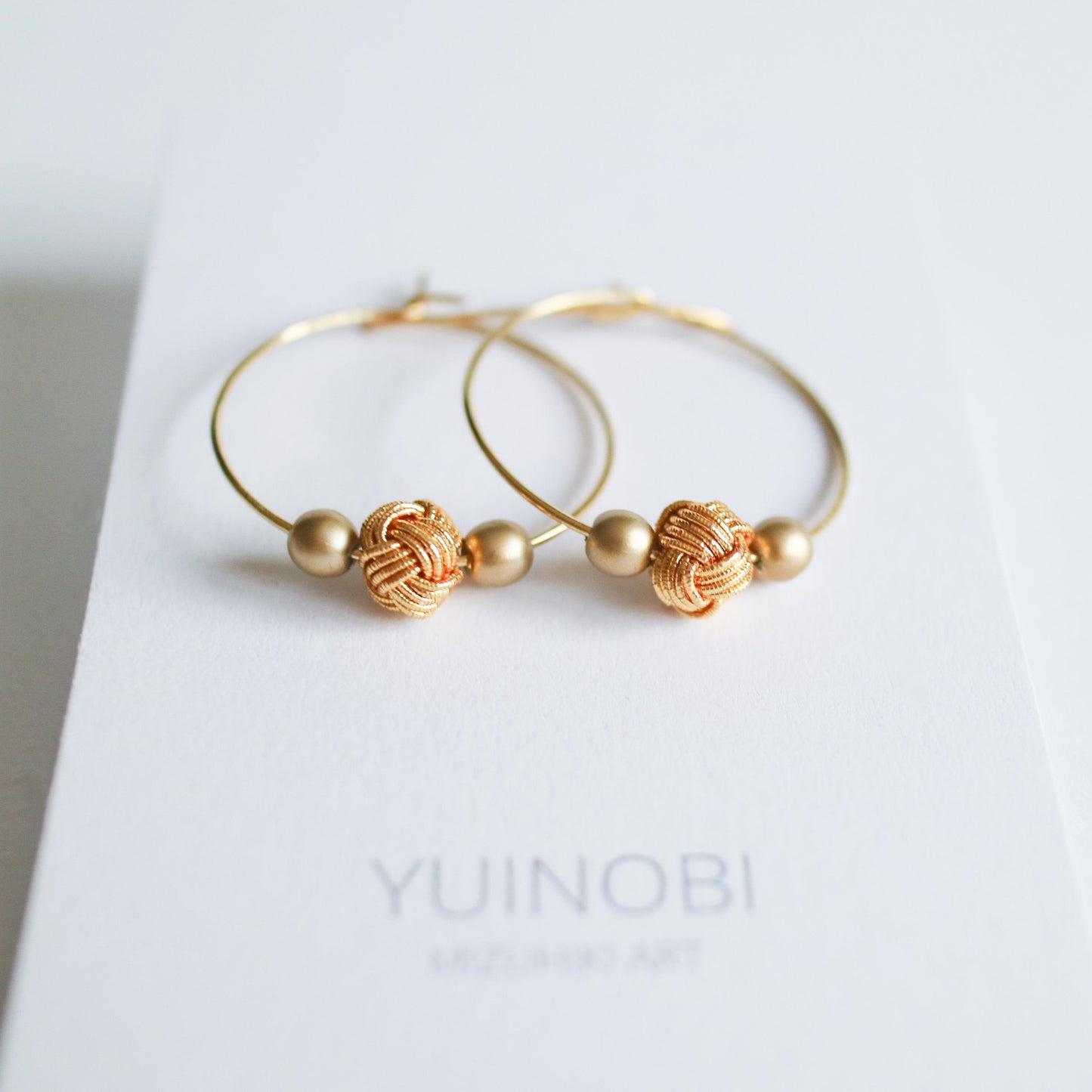 Awaji pearl hoop earrings, Gold