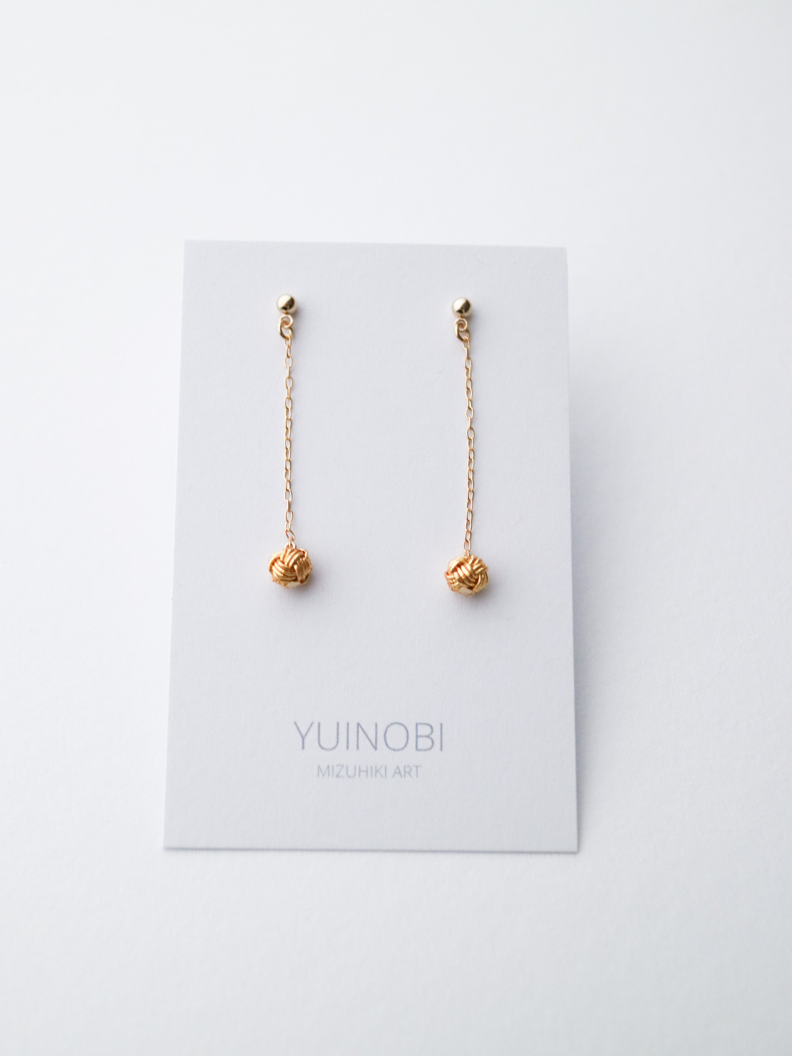 Awaji single pearl chain earrings, Gold