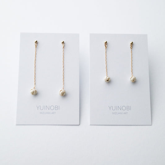 Awaji single pearl chain earrings, Platinum