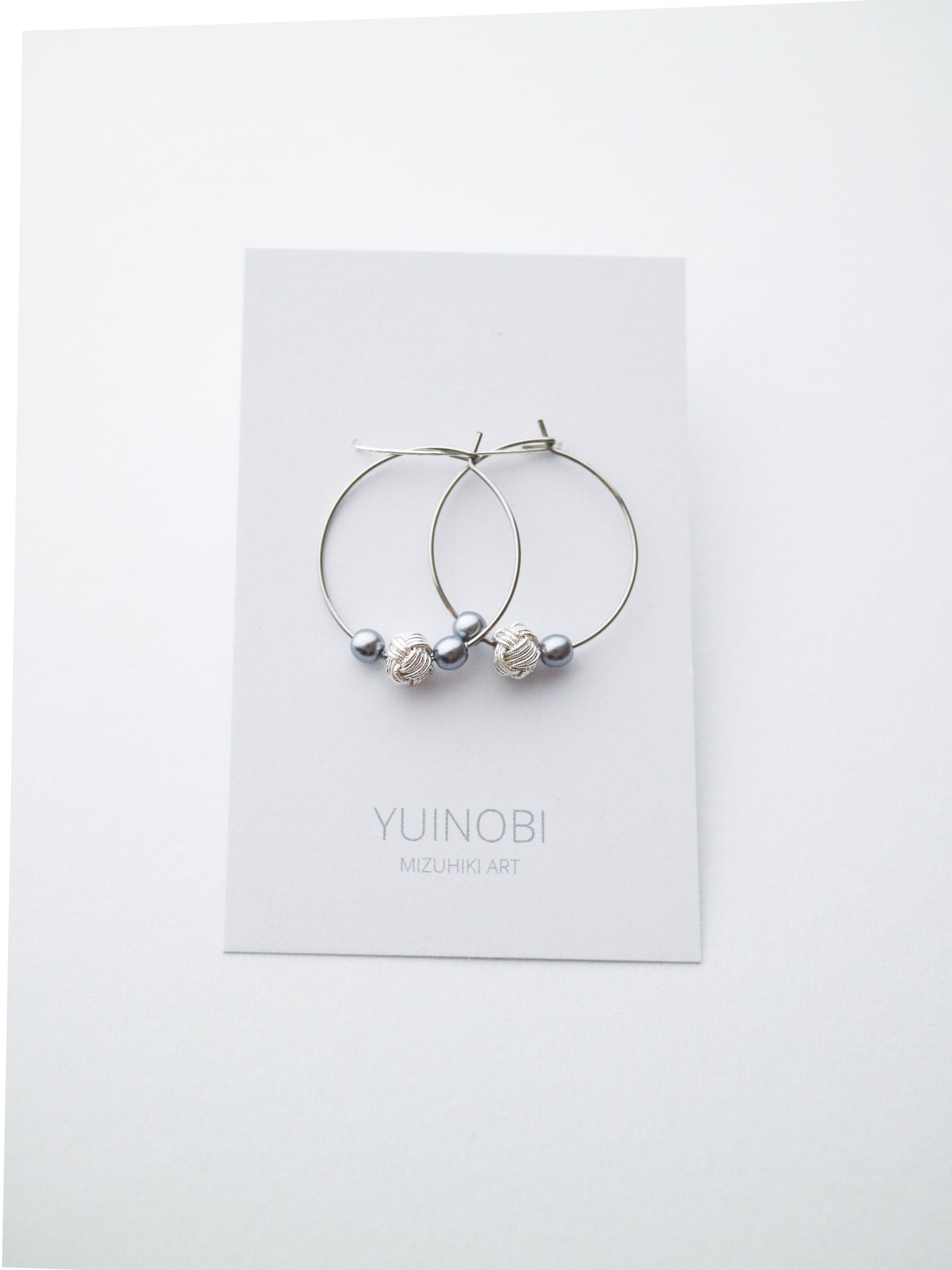 Awaji pearl hoop earrings, Silver